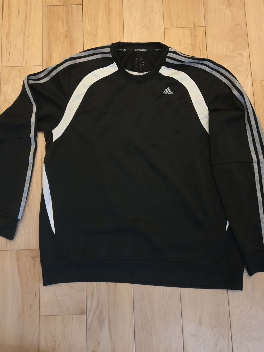 adidas Men’s Black Crewneck Sweater with White Accents